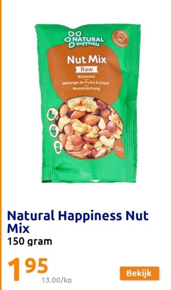 Action Natural Happiness Nut Mix 150 gram aanbieding