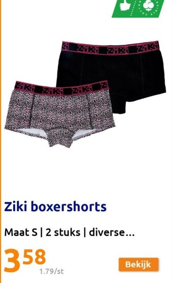 Action Ziki Boxershorts Maat S 2 Stuks aanbieding