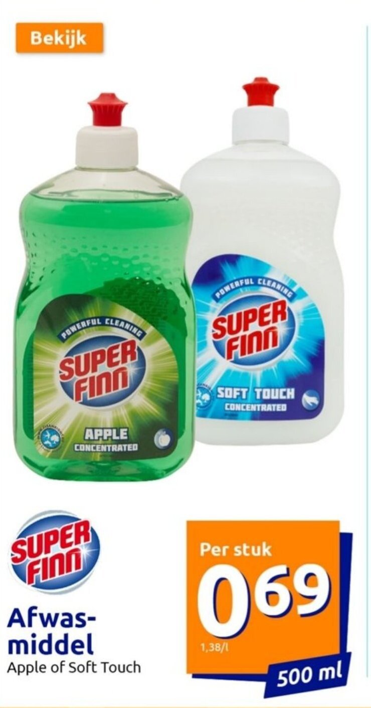 Super Finn Afwasmiddel 500ml promotie bij Action