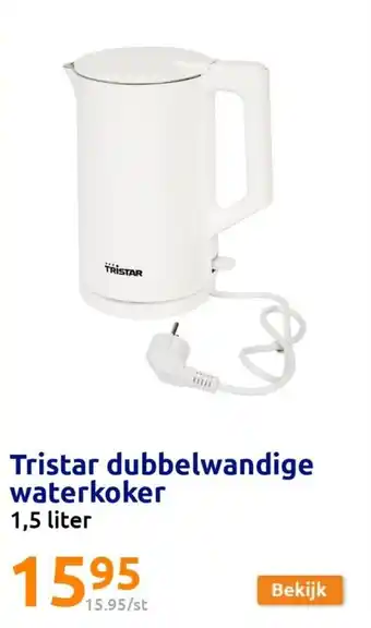 Action Tristar Dubbelwandige Waterkoker 1.5Liter aanbieding