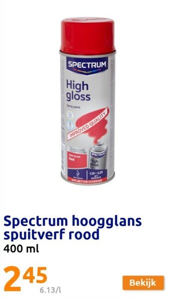 Action Spectrum Hoogglans Spuitverf Rood 400ml aanbieding