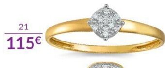 Auchan Bague et Jaune 375 Millièmes Rhodié et Diamants 0.90g 974520 aanbieding