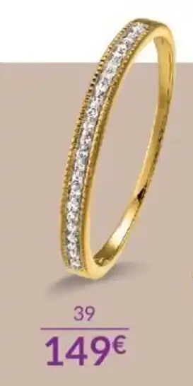 Auchan Demi-Alliance or Jaune 375 Millièmes Rhodié et Diamants 1g 330744 - Existe en or Blanc 479048 aanbieding