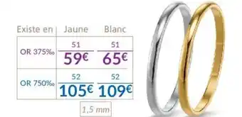 Alliance or Jaune ou or Blanc 375 Millièmes au Choix 1.5mm 894126 - 894123