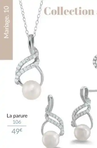 Parure Collier + Boucles d'Oreilles Argent , Perles Synthetiques et Oxydes de Zirconium Collier 42cm 602131