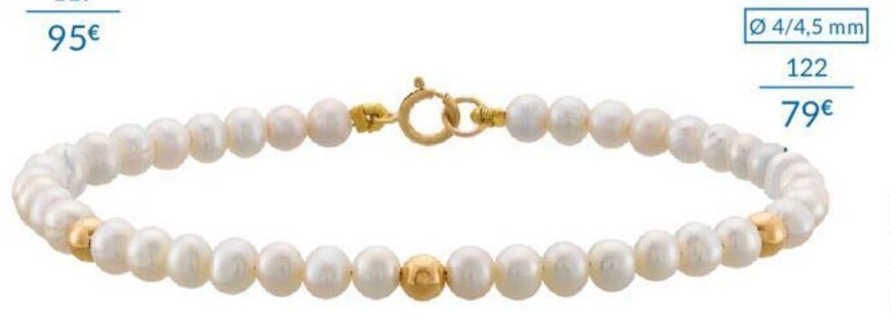 Auchan Bracelet or 750 Millièmes et Perles de Culture d'eau Douce 18cm 0.28g 817120 aanbieding
