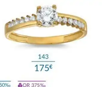 Auchan Bague or Jaune 750 Millièmes Rhodié et Oxydes de Zirconium 1.65g 974532 Existe en or Blanc 974531 aanbieding