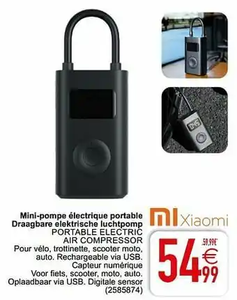 Cora Xiaomi mini-pompe électrique portable draagbare elektrische luchtpomp portable electric air compressor aanbieding