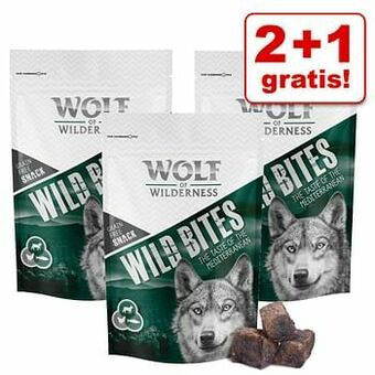 Zooplus 2 + 1 gratis! 3 x 180 g Wolf of Wilderness Snack - Wild Bites - High Valley - Rund aanbieding