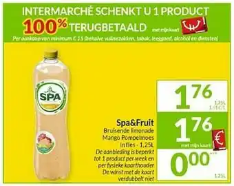 Intermarché Spa+fruit bruisende limonade mango pompelmoes aanbieding
