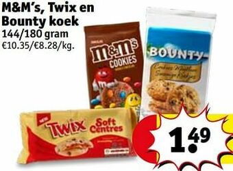 Kruidvat M+m’s, twix en bounty koek aanbieding