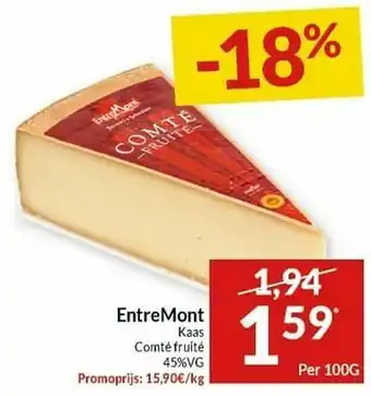 Intermarché Entremont kaas comté fruité aanbieding
