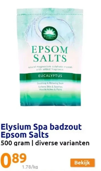 Action Elysium spa badzout epsom salts aanbieding