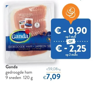 Ganda gedroogde ham 9 sneden 120 g