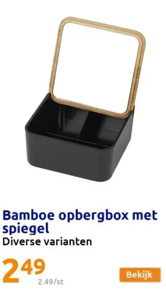 Action Bamboe opbergbox met spiegel aanbieding