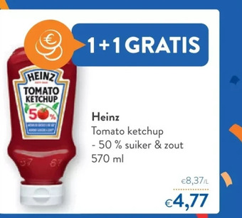 OKay Heinz tomato ketchup - 50 % suiker & zout 570 ml aanbieding