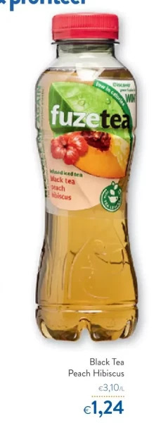 OKay Fuze tea black tea peach hibiscus aanbieding
