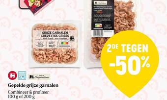 Delhaize Gepelde grijze garnalen aanbieding
