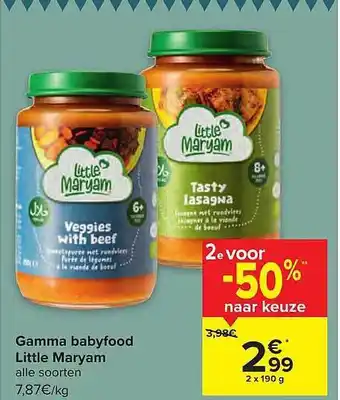 Carrefour Market Gamma babyfood little maryam aanbieding