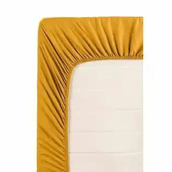 Leen Bakker Ambiante hoeslaken - okergeel - 160x200 cm - Leen Bakker aanbieding
