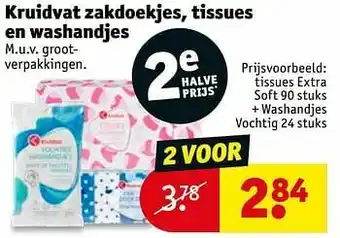 Kruidvat Tissues extra soft + washandjes vochtig aanbieding
