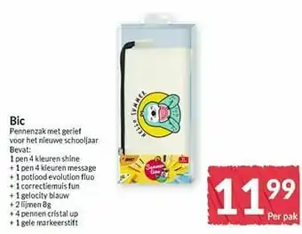 Intermarché Bic pennenzak met gerief voor het nieuwe schooljaar aanbieding