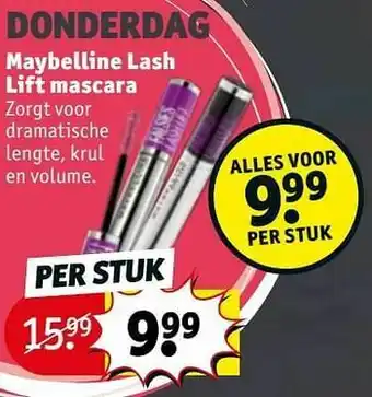 Kruidvat Maybelline lash lift mascara aanbieding