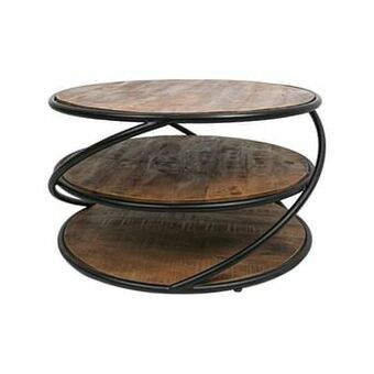 Leen Bakker HSM Collection salontafel Tower - bruin/zwart - Ø70 cm - Leen Bakker aanbieding
