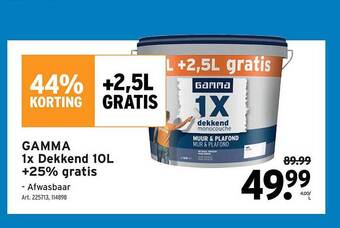 GAMMA Gamma 1x dekkend 10l +25% gratis aanbieding