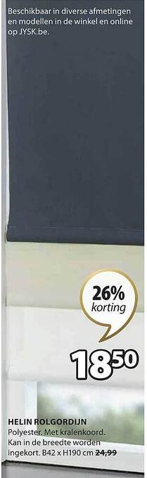 Jysk Helin rolgordijn aanbieding