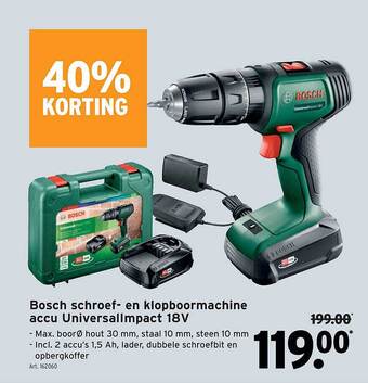 GAMMA Bosch schroef- en klopboormachine accu universallmpact 18v aanbieding