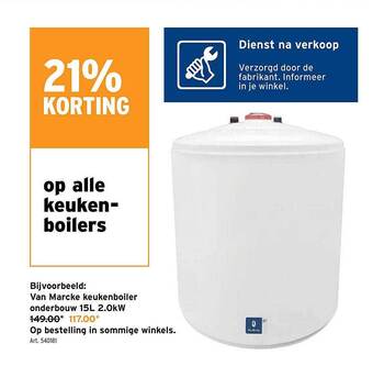 Van marcke keukenboiler onderbouw 15l 2.0kw
