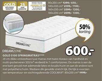 Jysk Gold s100 springmatras aanbieding