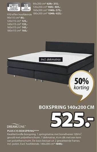 Jysk Plus c15 boxspring aanbieding