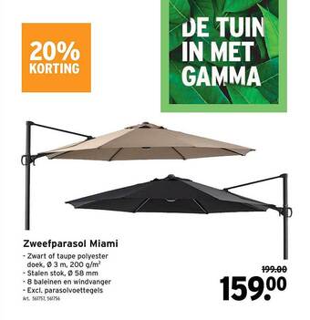 GAMMA Zweefparasol miami aanbieding