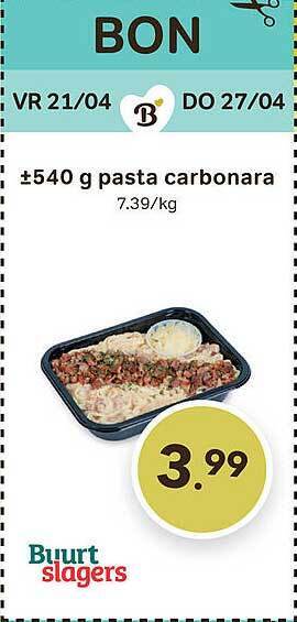 Bon Ap Pasta carbonara aanbieding