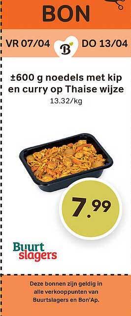 Noedels met kip en curry op thaise wijze
