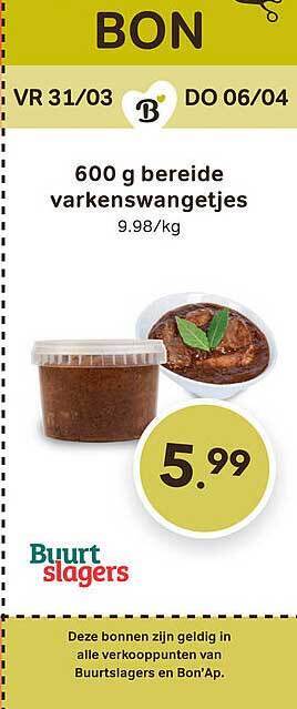 Bon Ap Bereide varkenswangetjes aanbieding
