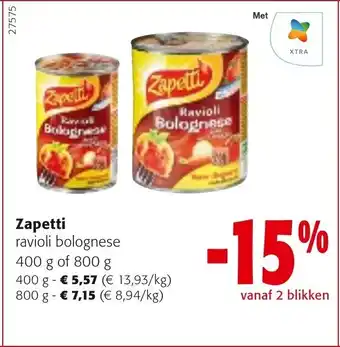Colruyt Zapetti ravioli bolognese 400G aanbieding