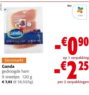 Ganda gedroogde ham 9 sneetjes 120G