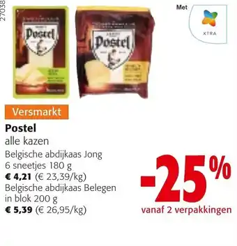 Colruyt Postel belgische abdijkaas jong 6 sneetjes 180G aanbieding