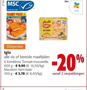 Colruyt Iglo 6 kombinos tomaat-mozzarella 600g aanbieding