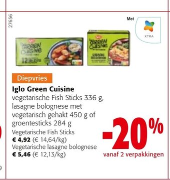 Colruyt Iglo green cuisine vegetarische fish sticks aanbieding