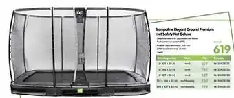 Trampoline elegant ground premium met safety net deluxe