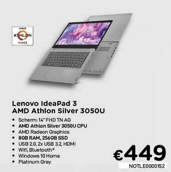 CompuDeals Lenovo IdeaPad 3 AMD Athlon Silver 3050U aanbieding