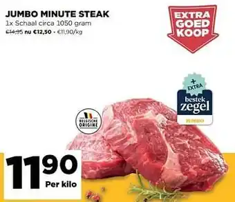 Jumbo Jumbo minute steak 1050 gram aanbieding