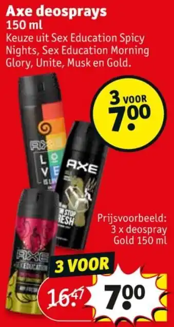 Kruidvat Axe deospray gold 150 ml aanbieding