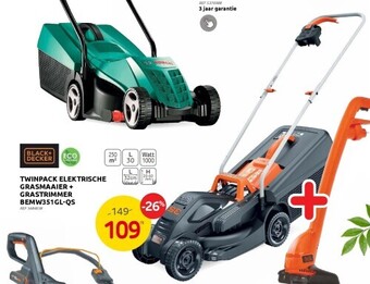 Brico Twinpack elektrische grasmaaier + grastrimmer bemw351gl-qs aanbieding