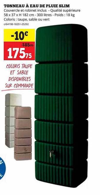 Tonneau à eau de pluie slim