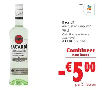 Colruyt Bacardi carta blanca witte rum 37,5% vol 70 cl aanbieding